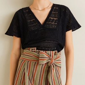 Mango Lace Suiza T-shirt NWOT